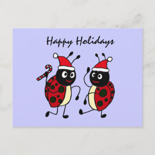 XX- Dansende Ladybugs met kersthats Feestdagenkaart