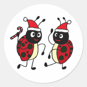 XX- Dansende Ladybugs met kersthats Ronde Sticker