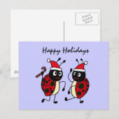 XX- Dansende lieveheersbeestjes met kerstmutsen Feestdagenkaart (Voorkant / Achterkant)