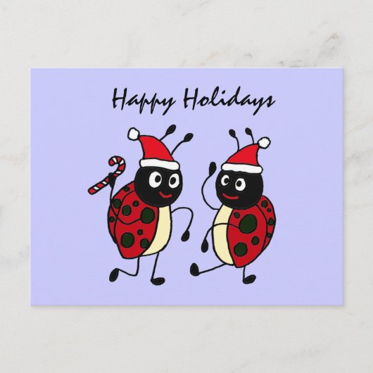 XX- Dansende lieveheersbeestjes met kerstmutsen Feestdagenkaart (Voorkant)