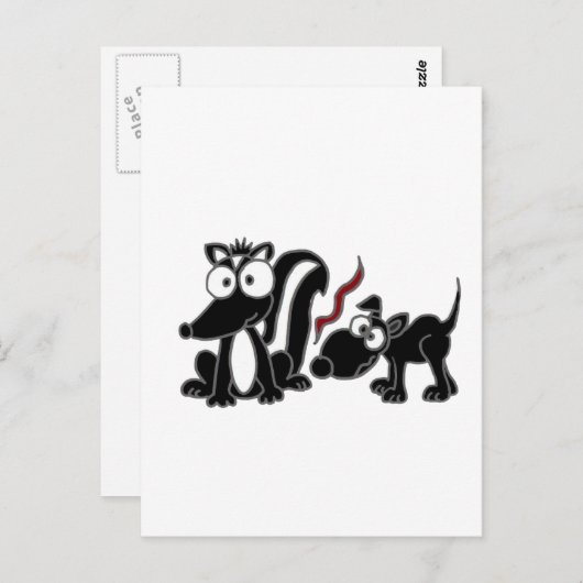 XX- Dog Sniffing Skunk Butt Cartoon Briefkaart (Voorkant / Achterkant)