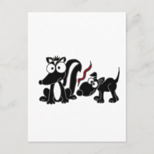 XX- Dog Sniffing Skunk Butt Cartoon Briefkaart