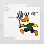XX- Duck Plays Badminton Cartoon Briefkaart (Voorkant / Achterkant)