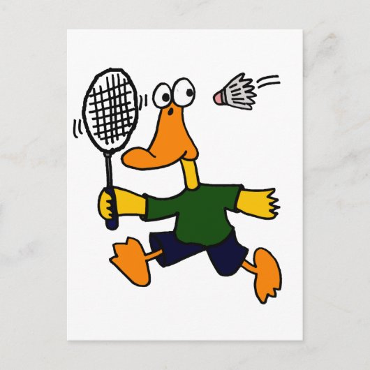 XX- Duck Plays Badminton Cartoon Briefkaart (Voorkant)