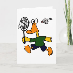 XX- Duck Plays Badminton Cartoon Kaart