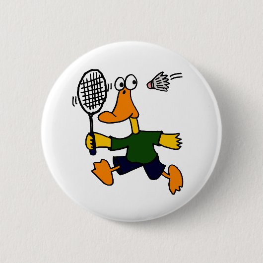 XX- Duck Plays Badminton Cartoon Ronde Button 5,7 Cm (Voorkant)