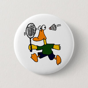 XX- Duck Plays Badminton Cartoon Ronde Button 5,7 Cm