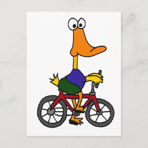 XX- Duck Riding Bicycle Cartoon Briefkaart