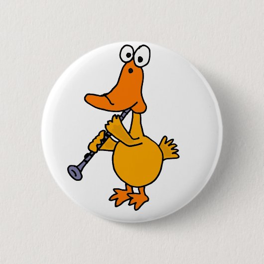 XX- Duck speelt Clarinet Ronde Button 5,7 Cm (Voorkant)
