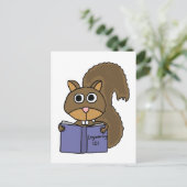 XX- Eekhoorn Cartoon boek lezen Briefkaart (Staand voorkant)
