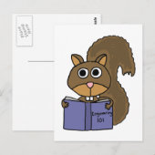 XX- Eekhoorn Cartoon boek lezen Briefkaart (Voorkant / Achterkant)