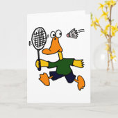 XX- Eend spelen Badminton Cartoon Kaart (Gele Bloem)