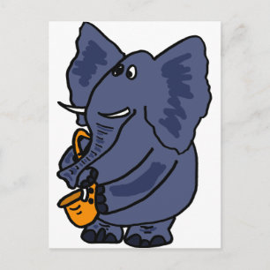 XX- Elephant-spelsaxophone Briefkaart
