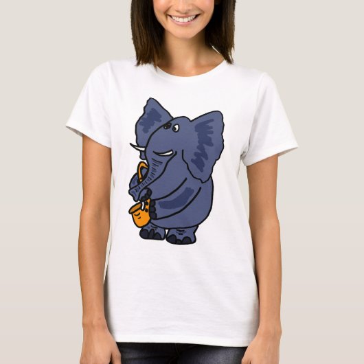 XX- Elephant-spelsaxophone T-shirt (Voorkant)