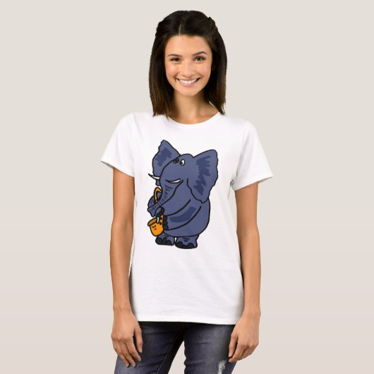 XX- Elephant-spelsaxophone T-shirt (Voorkant volledig)