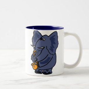 XX- Elephant-spelsaxophone Tweekleurige Koffiemok