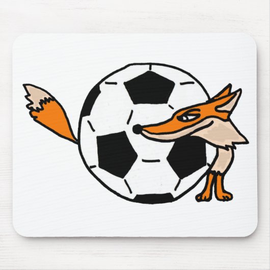 XX- Fox achter een Voetbal Art Muismat (Voorkant)