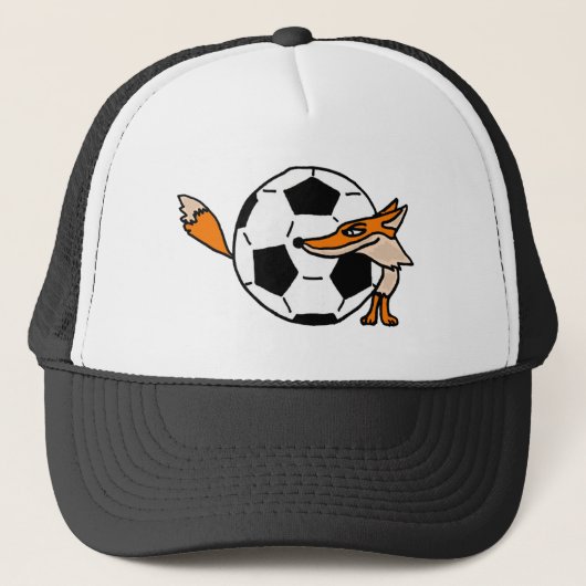 XX- Fox Achter een Voetbal Kunst Trucker Pet (Voorkant)