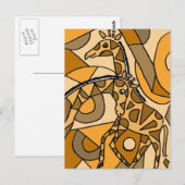 XX- Fun Giraffe Art Briefkaart (Voorkant / Achterkant)