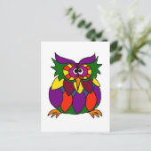 XX- Funky Owl Art Cartoon Briefkaart (Staand voorkant)