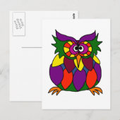 XX- Funky Owl Art Cartoon Briefkaart (Voorkant / Achterkant)