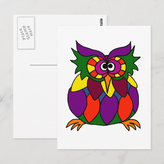 XX- Funky Owl Art Cartoon Briefkaart (Voorkant / Achterkant)