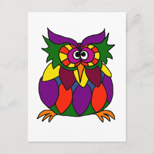 XX- Funky Owl Art Cartoon Briefkaart