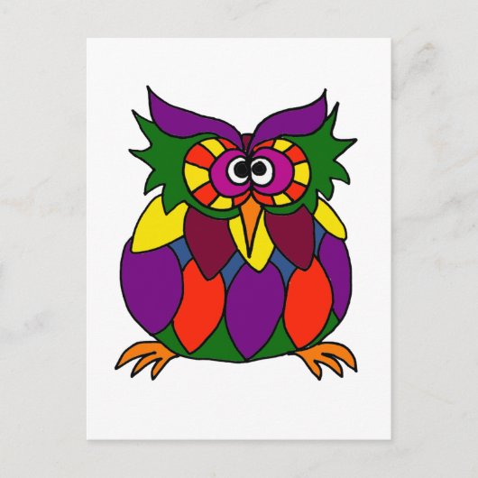 XX- Funky Owl Art Cartoon Briefkaart (Voorkant)