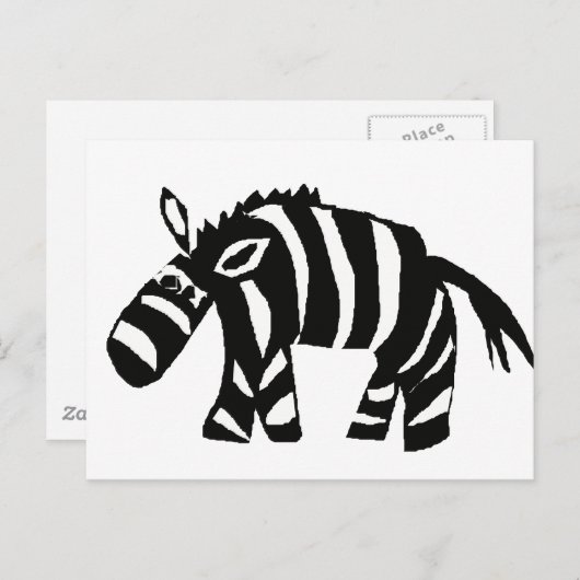XX- Funky Primitive Art Zebra Briefkaart (Voorkant / Achterkant)