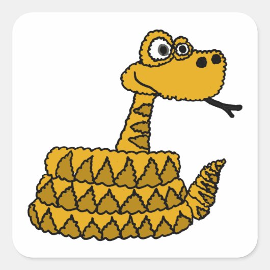 XX- Funky Rattlesnake Cartoon Vierkante Sticker (Voorkant)