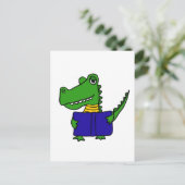 XX- Funny Alligator die een boek leest Briefkaart (Staand voorkant)