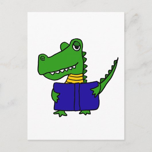 XX- Funny Alligator die een boek leest Briefkaart (Voorkant)