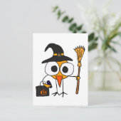 XX- Funny Bird geperst als Witch Halloween Cartoon Briefkaart (Staand voorkant)
