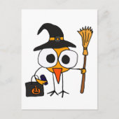XX- Funny Bird geperst als Witch Halloween Cartoon Briefkaart (Voorkant)