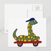 XX- Funny Boa Constrictor op een skateboard Briefkaart (Voorkant / Achterkant)