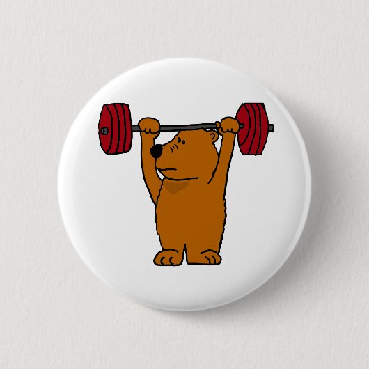 XX- Funny Brown Beer Weight Lifting Ronde Button 5,7 Cm (Voorkant)