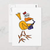 XX- Funny Chicken Spelling Saxophone Abstract Art Briefkaart (Voorkant / Achterkant)