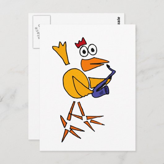 XX- Funny Chicken Spelling Saxophone Abstract Art Briefkaart (Voorkant / Achterkant)