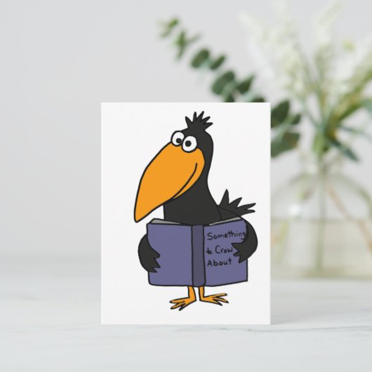 XX- Funny Crow Reading Book Cartoon Briefkaart (Staand voorkant)