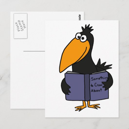 XX- Funny Crow Reading Book Cartoon Briefkaart (Voorkant / Achterkant)