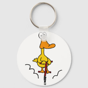 XX- Funny Duck op een Pogo Stick Sleutelhanger