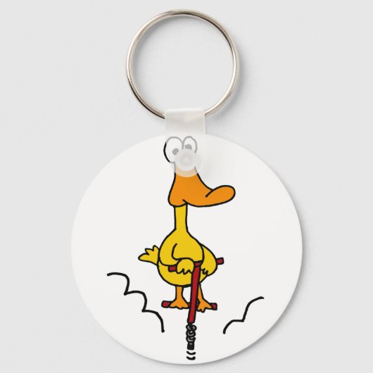 XX- Funny Duck op een Pogo Stick Sleutelhanger (Voorkant)
