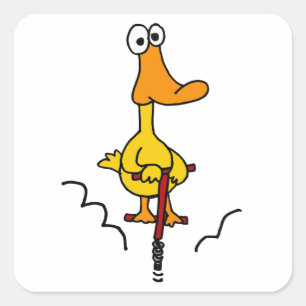 XX- Funny Duck op een Pogo Stick Vierkante Sticker