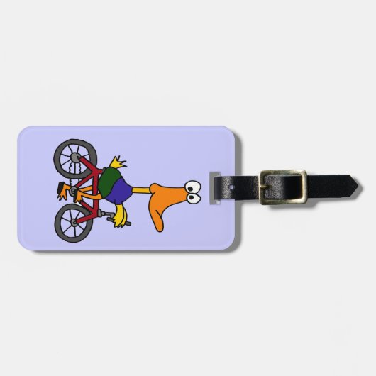 XX- Funny Duck Riding a Bicycle Design Bagagelabel (Voorkant horizontaal)