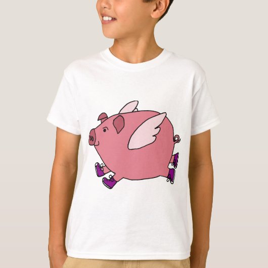XX- Funny Flying Pig met Sneakers T-shirt (Voorkant)