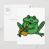 XX- Funny Frog-speelsaxophone Briefkaart (Voorkant / Achterkant)