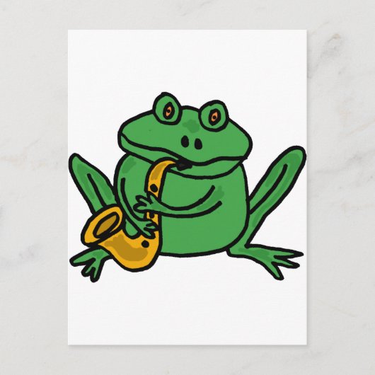 XX- Funny Frog-speelsaxophone Briefkaart (Voorkant)