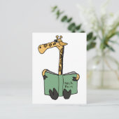 XX- Funny Giraffe Reading Neck Pain Book Cartoon Briefkaart (Staand voorkant)