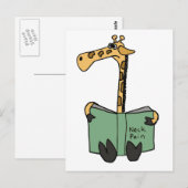 XX- Funny Giraffe Reading Neck Pain Book Cartoon Briefkaart (Voorkant / Achterkant)