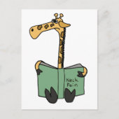 XX- Funny Giraffe Reading Neck Pain Book Cartoon Briefkaart (Voorkant)